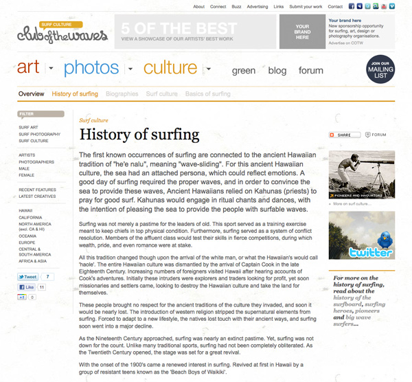 Club Of The Waves - Culture (article)