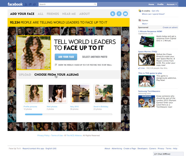 Face Up To It - Facebook App (choose photo from your FB albums)