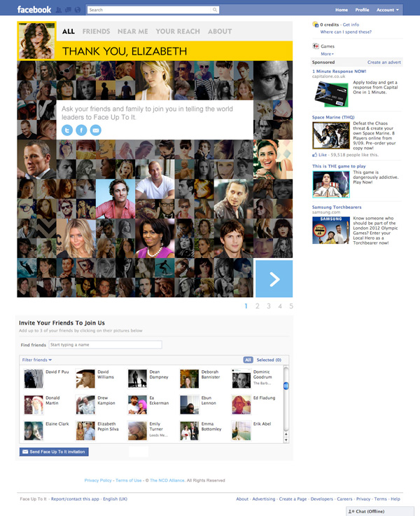 Face Up To It - Facebook App (social share)