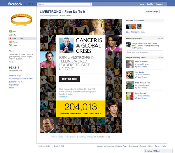 Face Up To It (LIVESTRONG Facebook tab)